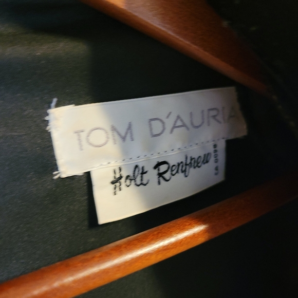 Tom D'Auria Holt Renfrew Black Velvet & Gold Details Tier Textured Dress - Picture 4 of 7